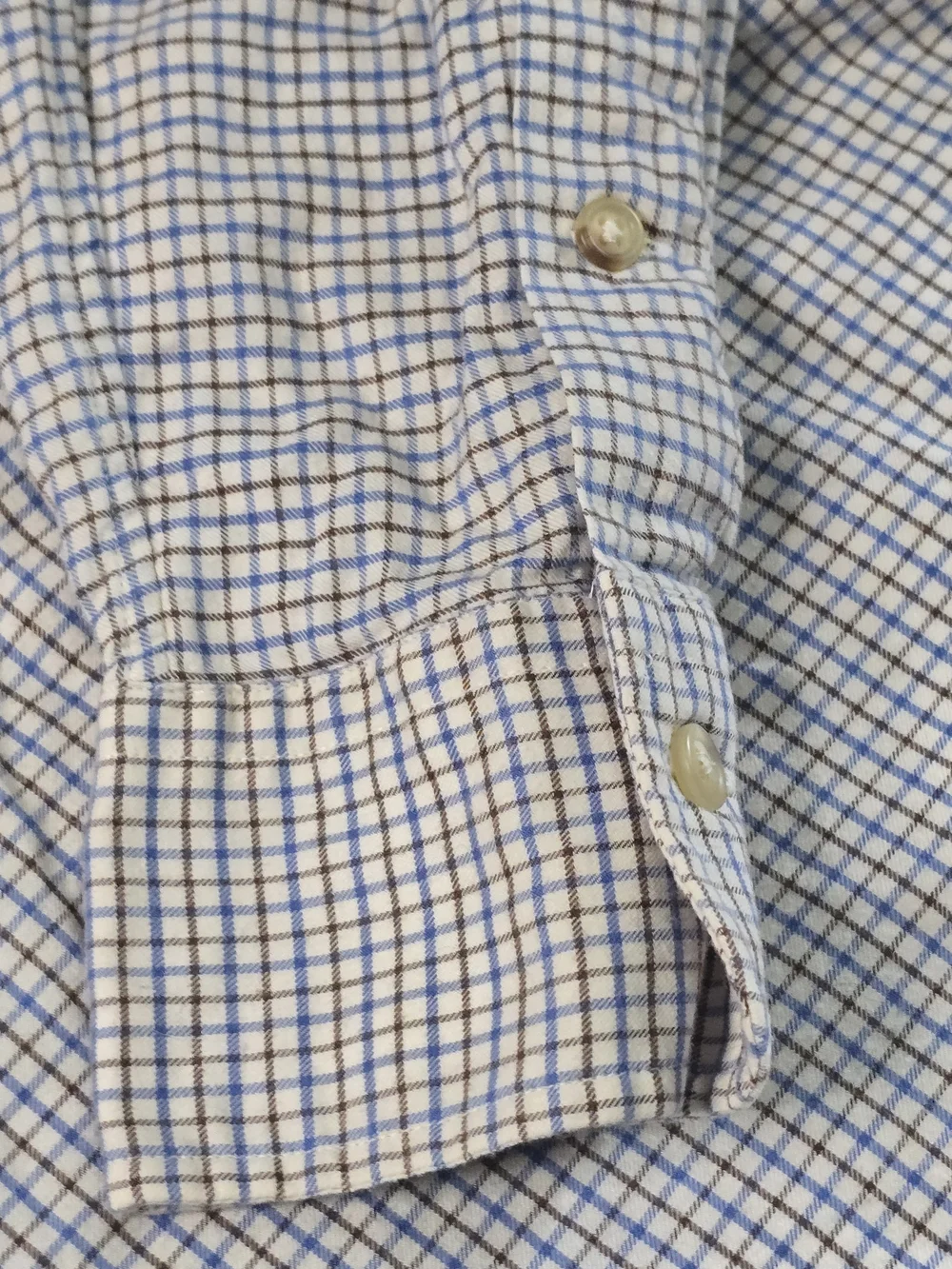 Polo by Ralph Lauren White, Navy, And Brown Check Long-Sleeve Button Down Shirt